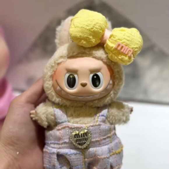 Labubu Pastel Trendy Outfits - Miu Miu Light Purple Dress and a Yellow Bow - Picture 3 of 3